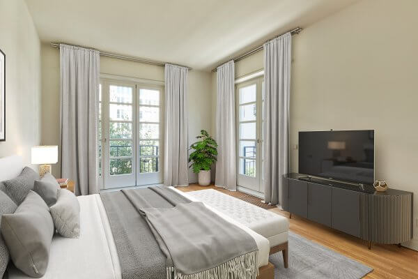 Virtuelles Home Staging: Luxusschlafzimmer (nachher) Virtuelles Home Staging: Luxusschlafzimmer (nachher)