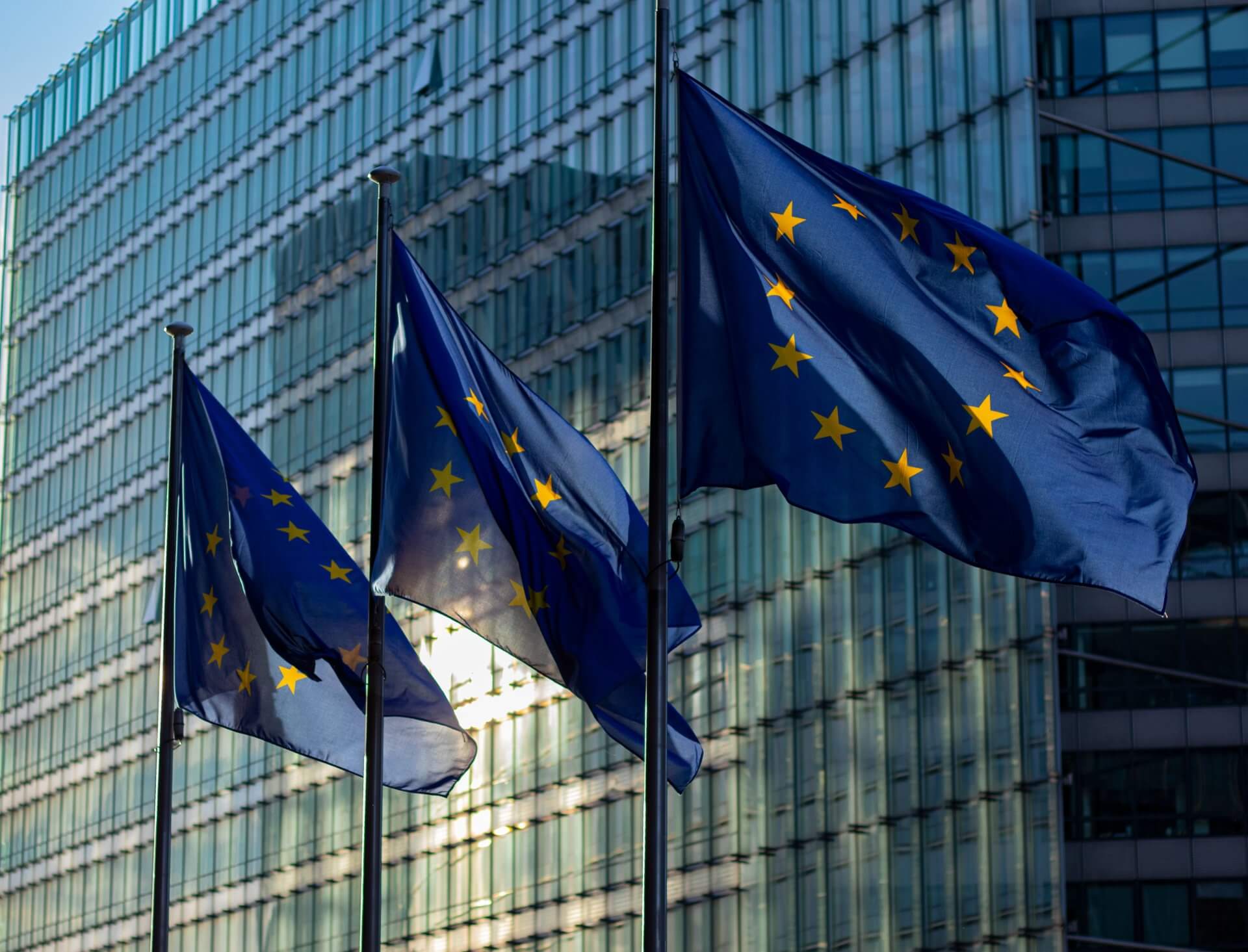 EU-Flaggen vor der Europäischen Kommission in Brüssel