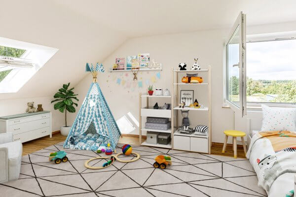 Kinderzimmer (Virtual Staging / nachher) Kinderzimmer (Virtual Staging / nachher)