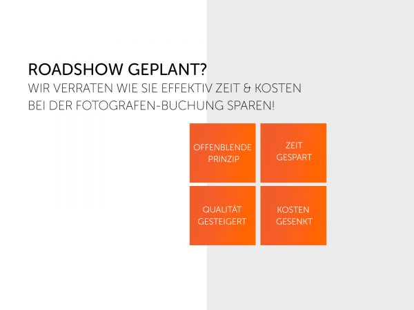 Fotografen für Roadshows buchen und dabei Zeit & Kosten sparen - Das Offenblende-Prinzip Fotografen für Roadshows buchen und dabei Zeit & Kosten sparen - Das Offenblende-Prinzip